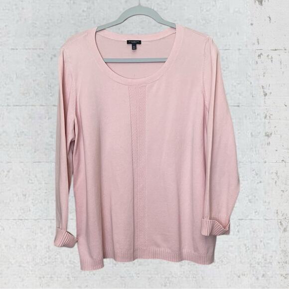 Talbots Woman’s Plus Petite 2X Sweater Pale Pink Cotton Modal Long Sleeve - Picture 1 of 8